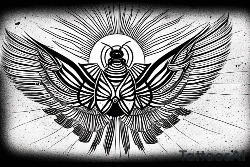 The traditional  Egyptian symbol of the dung beetle, wings out, holding up the sun. tattoo idea