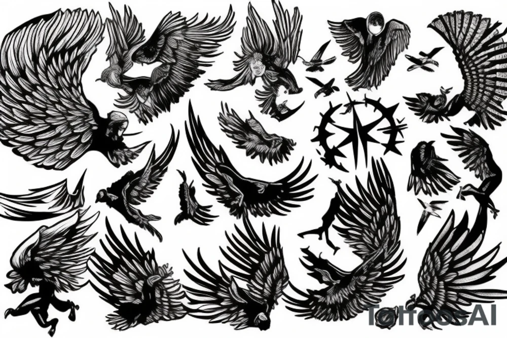 Icarus falling with someone catching tattoo idea