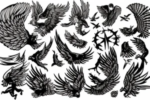 Icarus falling with someone catching tattoo idea