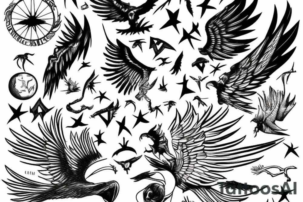 Icarus falling with someone catching tattoo idea