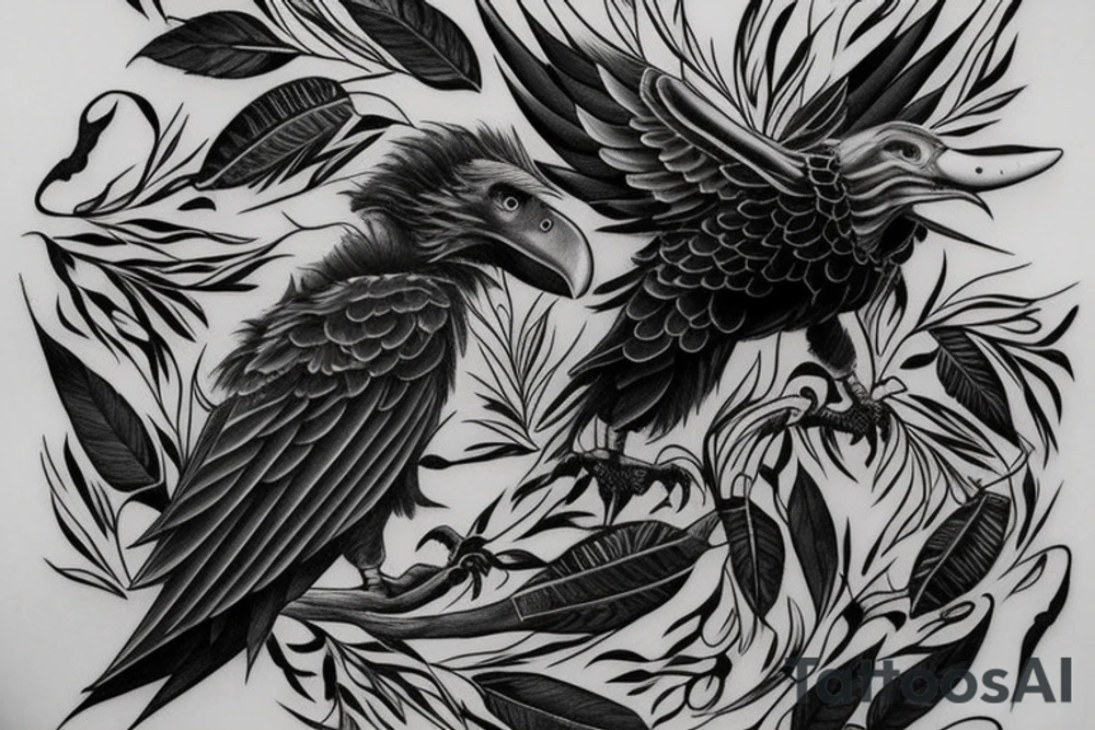 simple vulture detailed small full bird tattoo idea