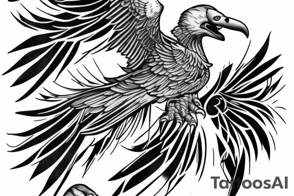 simple vulture detailed small full vulture sitting tattoo idea
