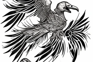 simple vulture detailed small full vulture sitting tattoo idea