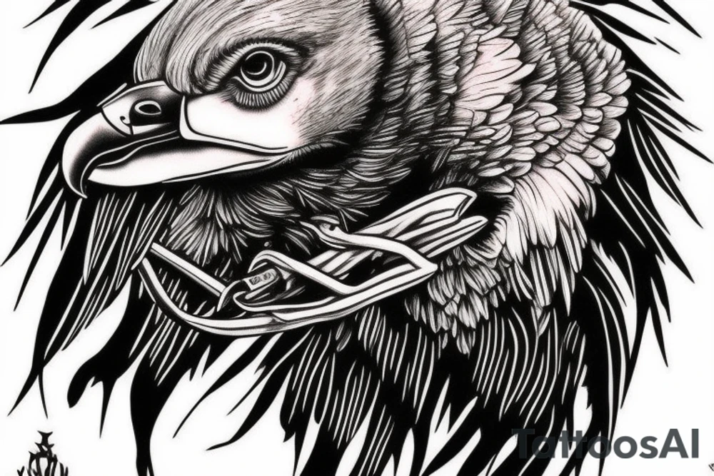 simple vulture detailed small full vulture sitting tattoo idea