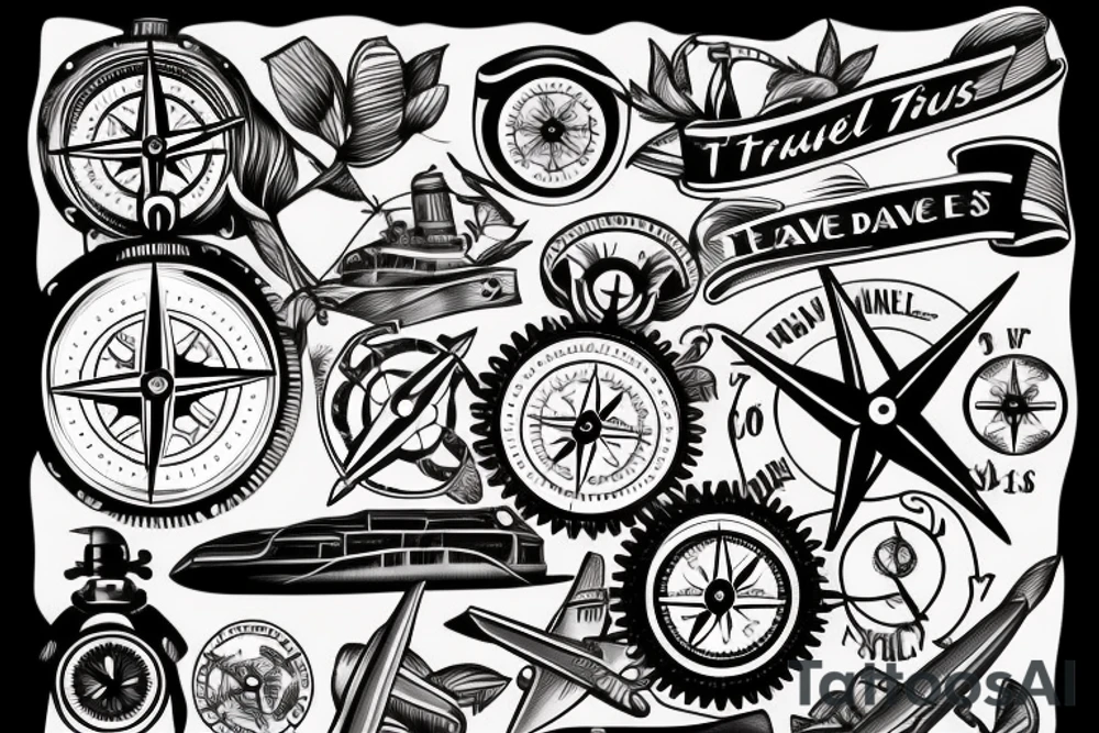 travel and compass tattoo idea