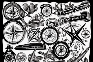 travel and compass tattoo idea