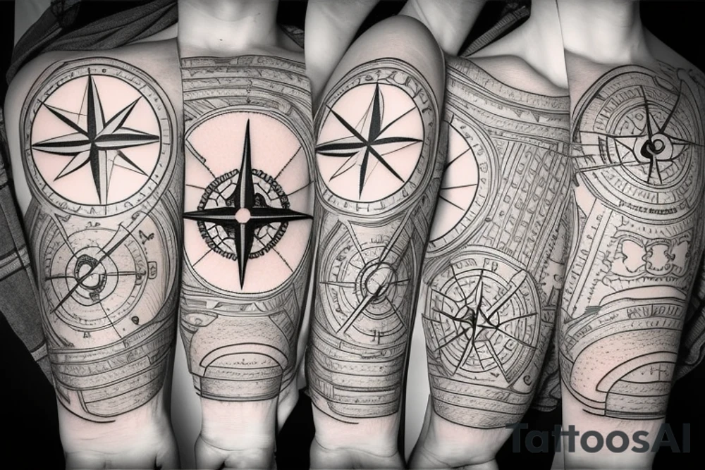 travel and compass tattoo idea
