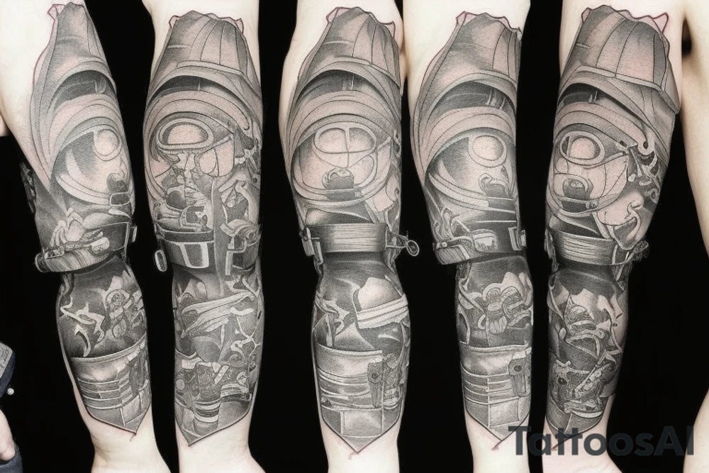 firefighter on bended knee tattoo idea