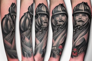 firefighter on bent knee tattoo idea