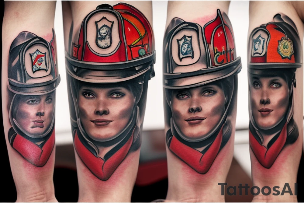 A firefighter on a bent knee tattoo idea