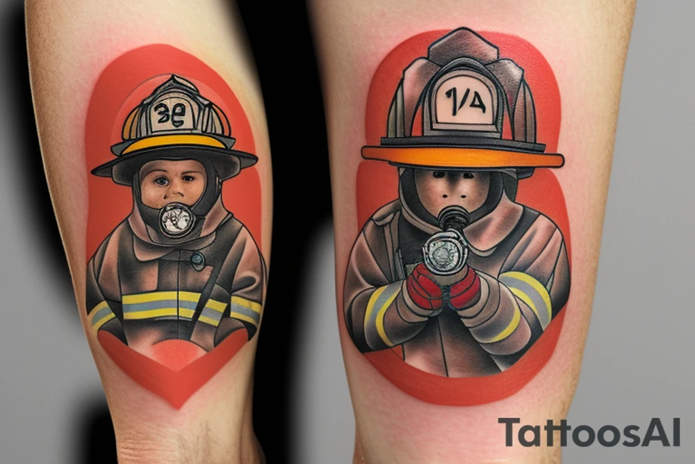 A firefighter on a bent knee tattoo idea