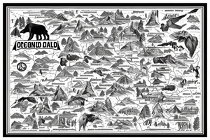 Oregon and Idaho connected as seen on a map. With a wildlife scene that stretches from the Oregon Coast to the Mountainous east Idaho. tattoo idea
