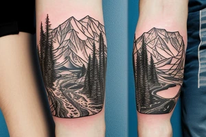Outlines of only Oregon and Idaho connected as seen on a map. With a wildlife scene that stretches from the Oregon Coast to the Mountainous east Idaho. tattoo idea