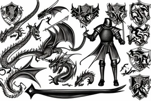 A medieval knight fighting a dragon tattoo idea