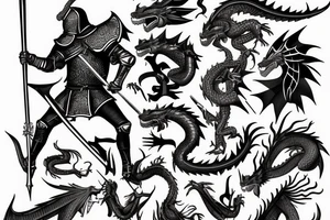 A medieval knight fighting a dragon tattoo idea