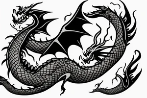 Dragon Breathing fire Upwards tattoo idea
