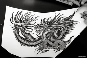 Dragon Breathing fire Upwards tattoo idea