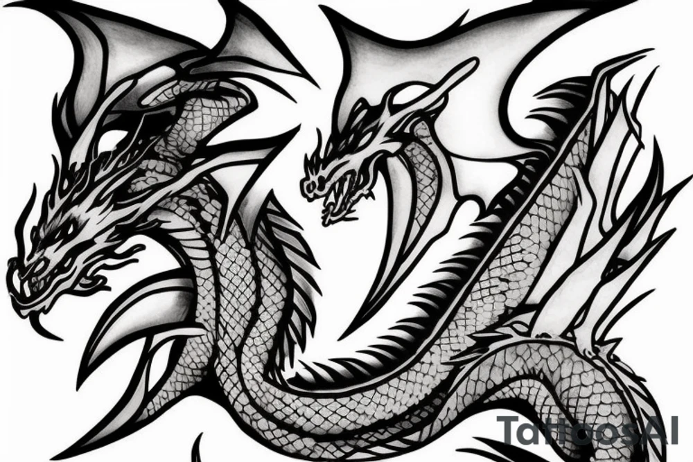 Dragon Breathing fire Upwards tattoo idea