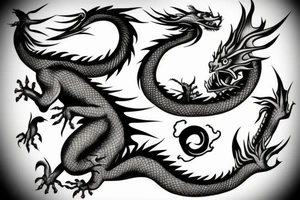 Dragon Breathing fire Upwards tattoo idea