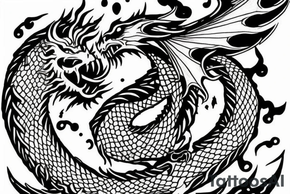 Dragon Breathing fire tattoo idea