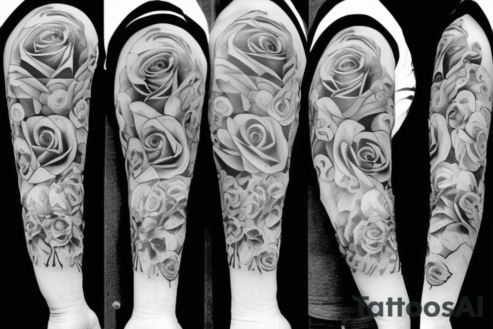 Roses
Clock
Bull 
Sleeve tattoo idea