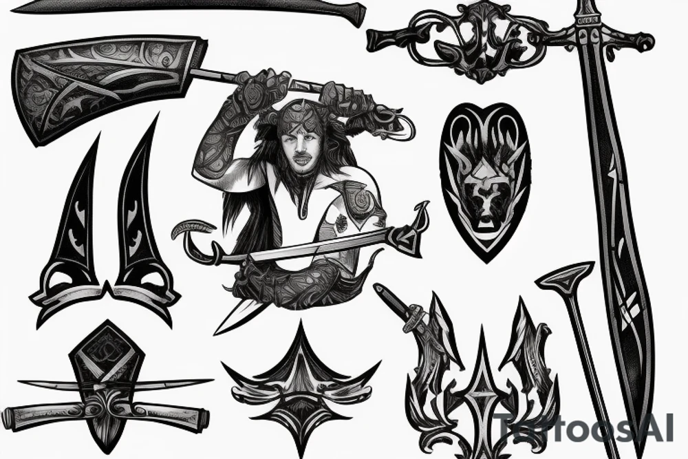 Kight holding sword up tattoo idea