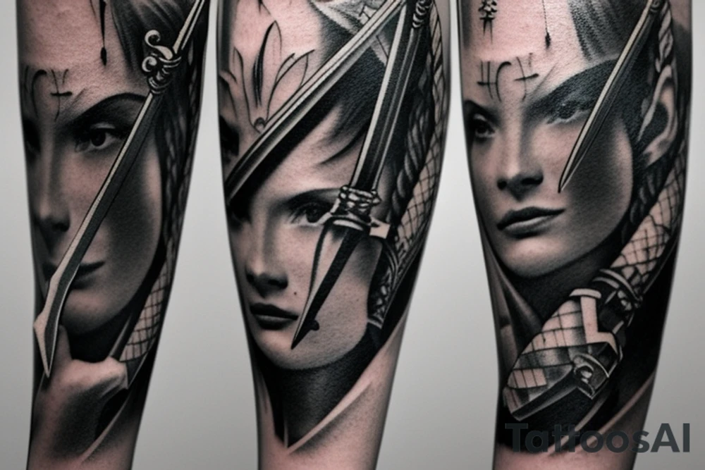 Kight holding sword up tattoo idea