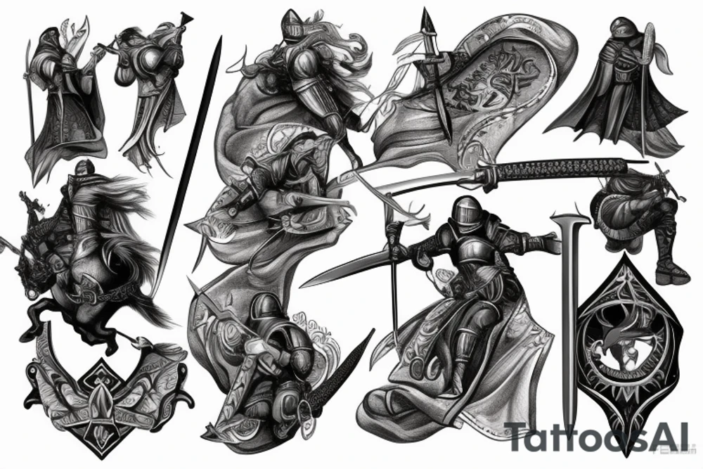 Knight Holding sword up tattoo idea