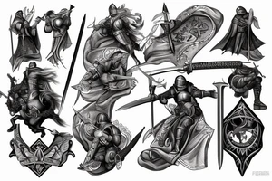 Knight Holding sword up tattoo idea