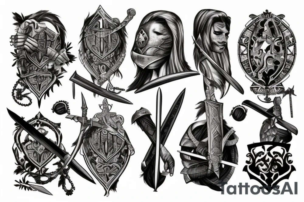 Knight Holding sword up tattoo idea