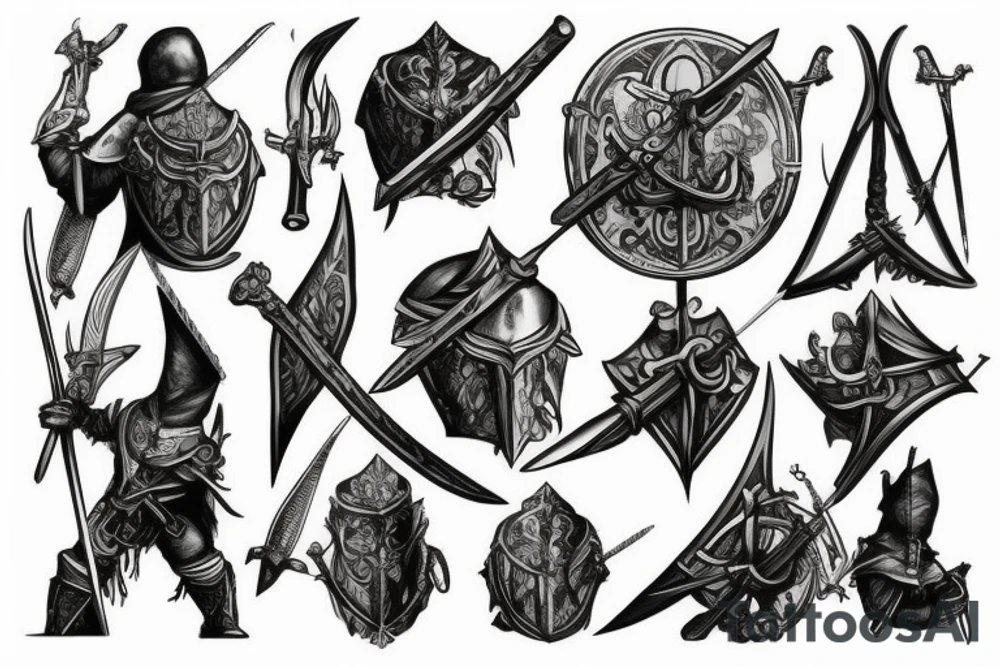 Knight Holding sword up tattoo idea