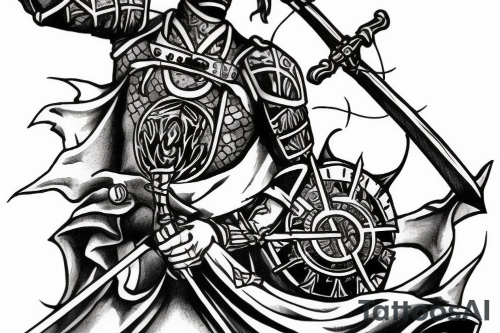 Knight Holding sword up tattoo idea