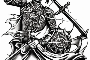 Knight Holding sword up tattoo idea