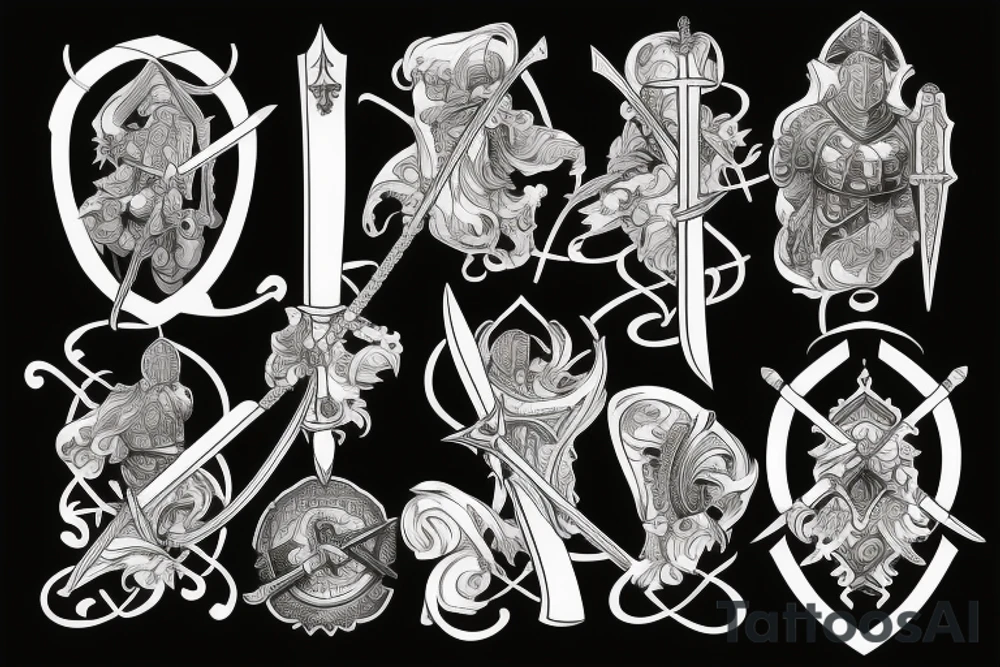 Knight Holding sword up tattoo idea