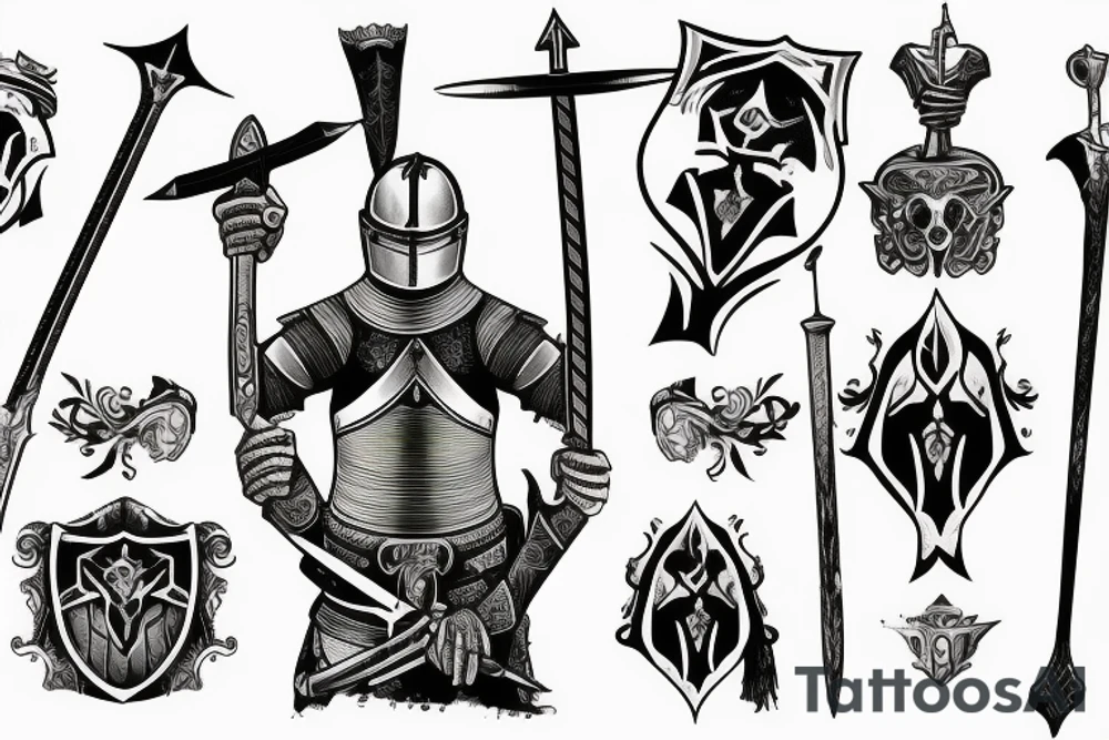 Knight Holding sword up tattoo idea
