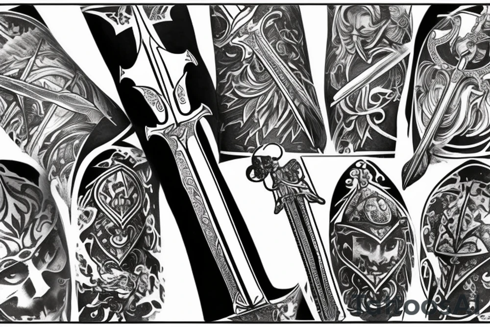 Knight Holding sword up tattoo idea