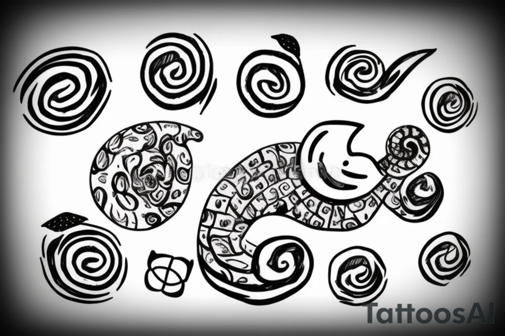 snail with peace sign as head tattoo idea