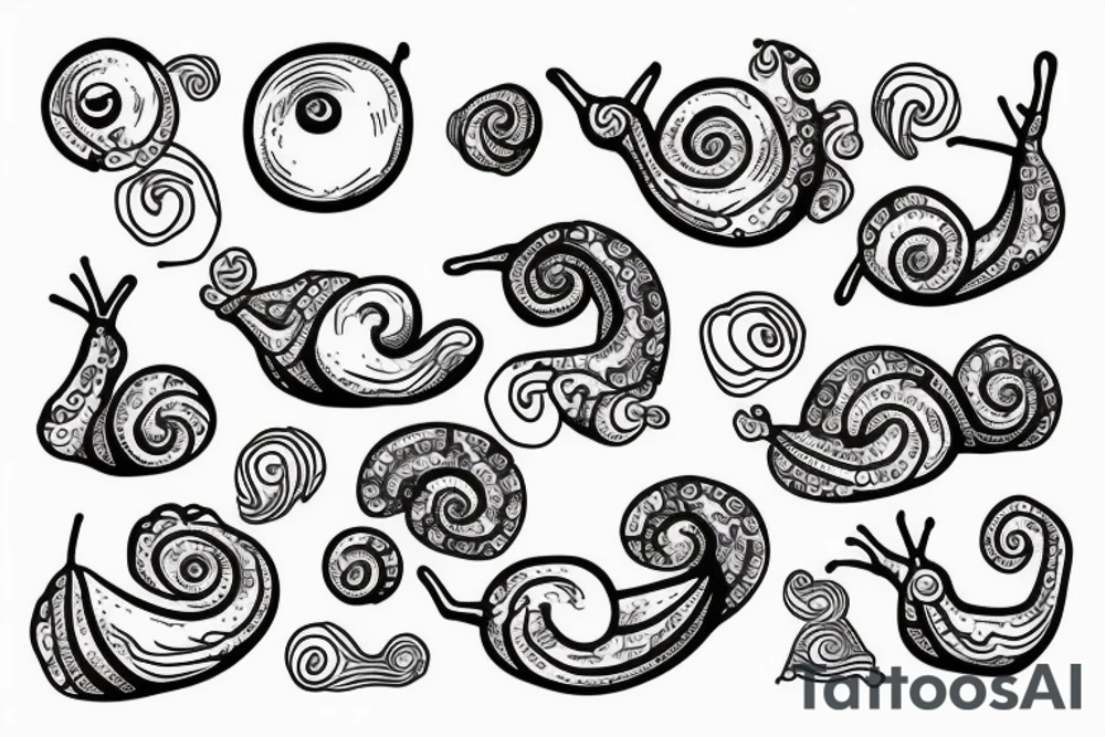snail with peace sign as head tattoo idea