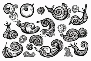 snail with peace sign as head tattoo idea