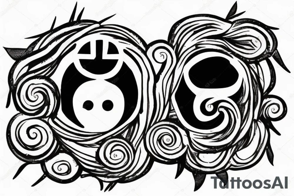 snail with two fingers making a peace sign as a head tattoo idea