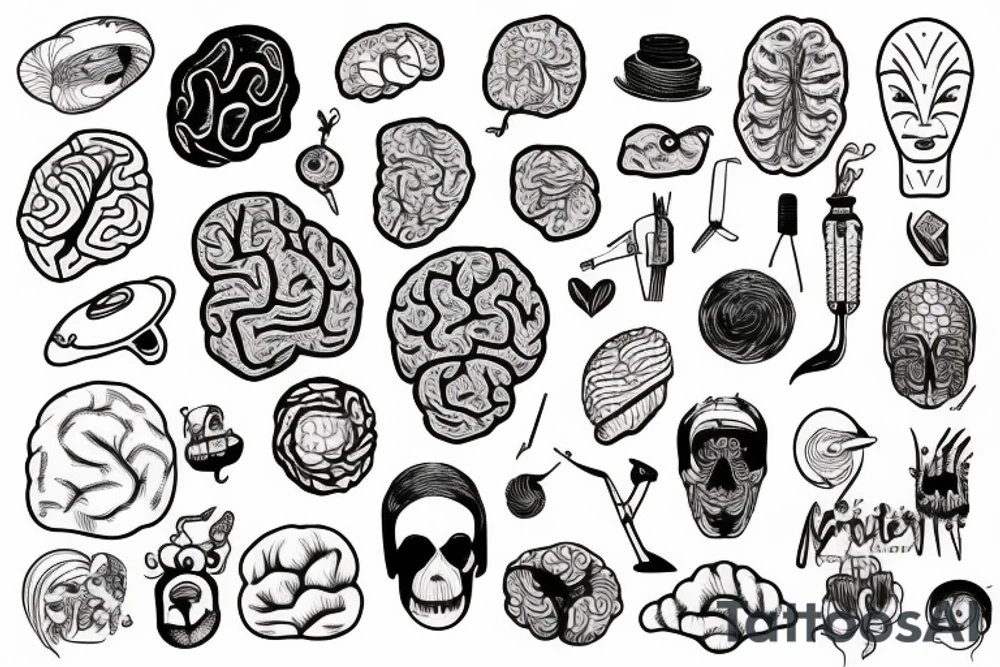 the brain as a continuous line drawing tattoo idea