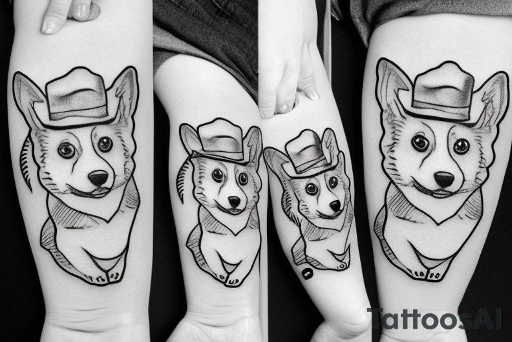 Corgi with a hat tattoo idea
