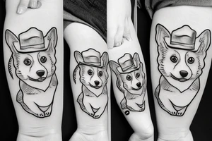 Corgi with a hat tattoo idea