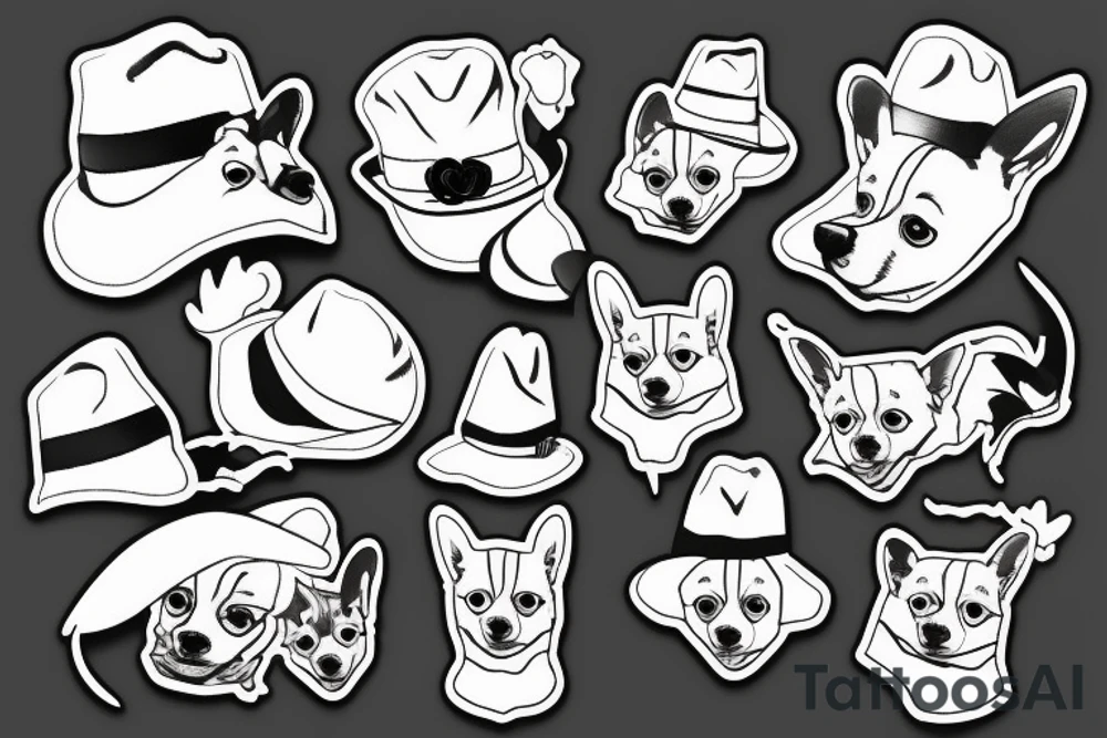 Corgi with a hat tattoo idea