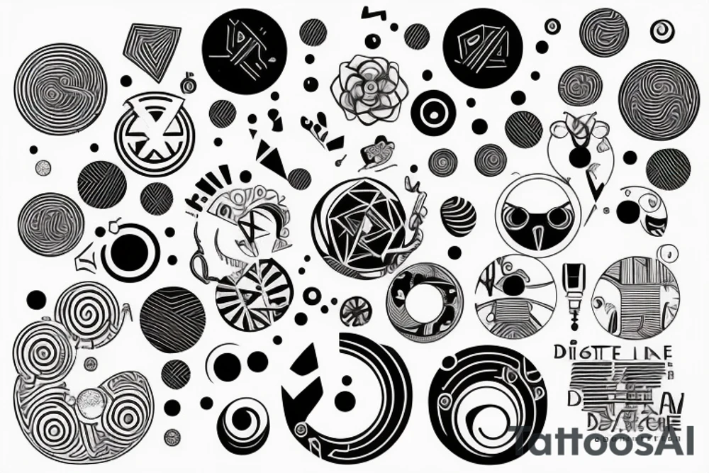 digimatism, straight line, circle tattoo idea