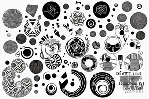 digimatism, straight line, circle tattoo idea