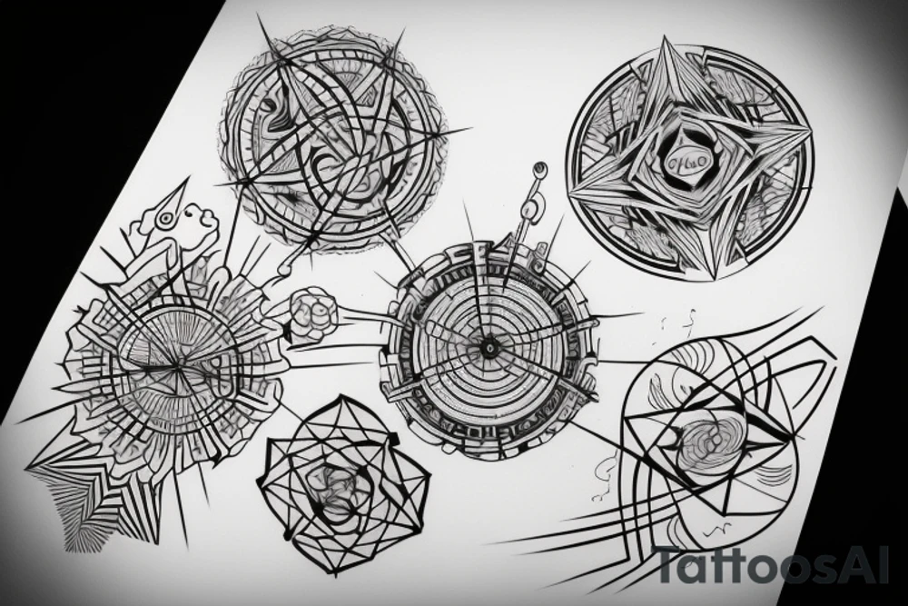 digimatism, straight line, circle tattoo idea