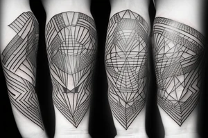 design me a geometric inner arm tattoo from shoulder to wrist that includes a side view of a woman's face. Include lightning strike components with a mix of electrical circuitry tattoo idea
