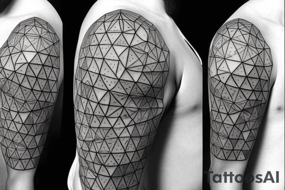 design me a geometric inner arm tattoo from shoulder to wrist that includes a side view of a woman's face. Include lightning strike components tattoo idea