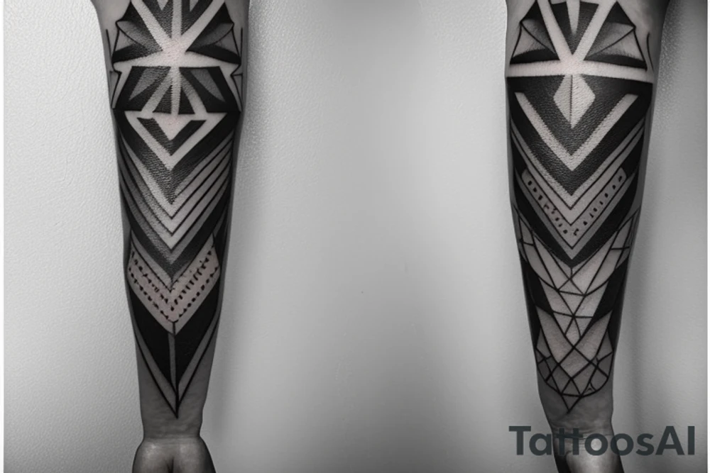 design me a geometric inner arm tattoo from shoulder to wrist that includes a side view of a woman's face. Include lightning strike components with a mix of electrical circuitry tattoo idea